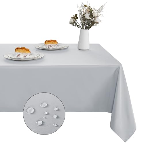 XWZO Tischdecke Abwaschbar, Tischdecke Hellgrau, Fleckschutz Abwischbare Tischwäsche, Outdoor Tischdecken für Küche Party, 130 x 260 cm, 1 Stück von XWZO
