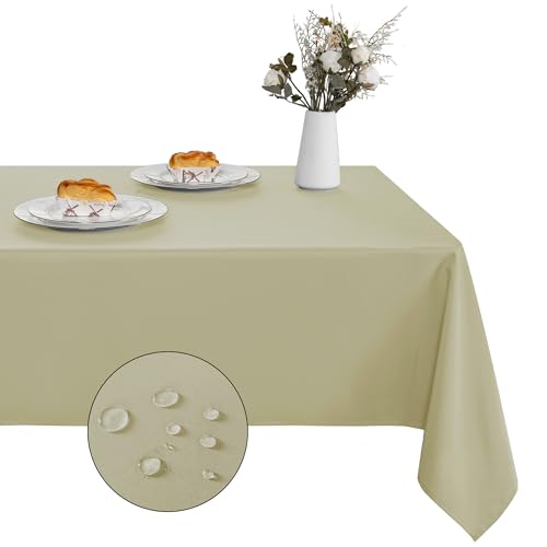 XWZO Tischdecke Abwaschbar, Tischdecke 130 x 260 cm, Fleckschutz Abwischbare Tischwäsche, Outdoor Tischdecken für Küche Party, Sand, 1 Stück von XWZO