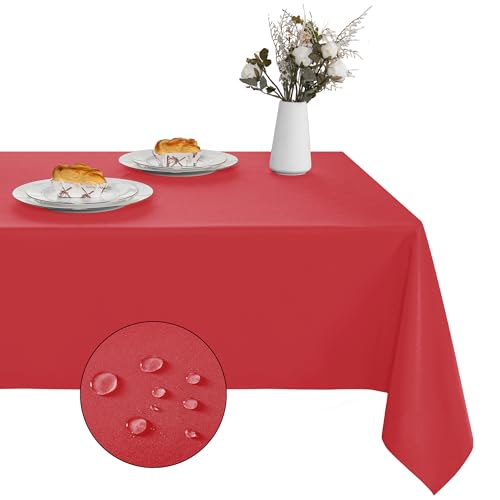 XWZO Tischdecke Abwaschbar, Tischdecke Rot, Fleckschutz Abwischbare Tischwäsche, Outdoor Tischdecken für Küche Party, 132 x 178 cm, 1 Stück von XWZO