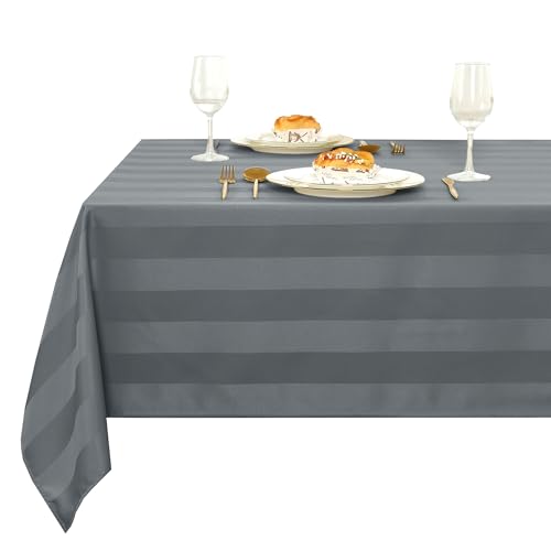 XWZO Tischdecke Abwaschbar Gestreift Eckig tischdecken Lotuseffekt Schmutzabweisend Wasserabweisend Tafeldecke Grau 110 x 140cm XWZO Tischdecke Abwaschbar Gestreift Eckig tischdecken Lotuseffekt Schmutzabweisend Wasserabweisend Tafeldecke Grau 110 x 140cm von XWZO