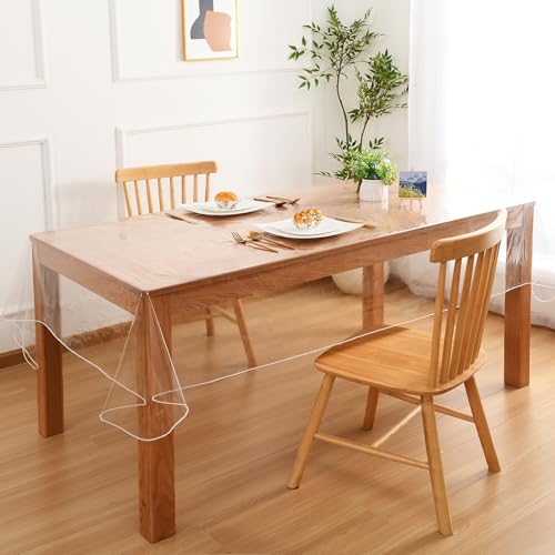 XWZO Tischdecke Abwaschbar Transparent Wasserdicht 0.1mm Tischfolie PVC Tischtuch Folie Durchsichtig für Küche Outdoor Fettdicht Tischschutz rechteckig 137 x 274cm von XWZO