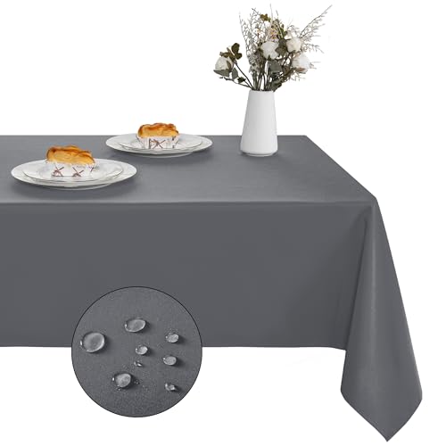 XWZO Tischdecke Abwaschbar, Tischdecke Grau, Fleckschutz Abwischbare Tischwäsche, Outdoor Tischdecken für Küche Party, 130 x 260 cm, 1 Stück von XWZO