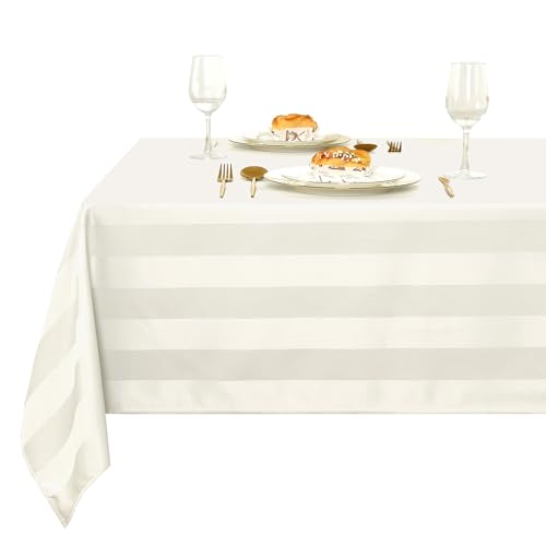 XWZO Tischdecke Gestreift Abwaschbar Eckig tischdecken Lotuseffekt Schmutzabweisend Wasserabweisend Tafeldecke Elfenbein 140 x 280cm XWZO Tischdecke Gestreift Abwaschbar Eckig tischdecken Lotuseffekt Schmutzabweisend Wasserabweisend Tafeldecke Elfenbein 140 x 280cm von XWZO