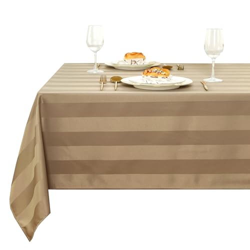 XWZO Tischdecke Gestreift Abwaschbar Eckig tischdecken Lotuseffekt Schmutzabweisend Wasserabweisend Tafeldecke Khaki 130 x 220cm XWZO Tischdecke Gestreift Abwaschbar Eckig tischdecken Lotuseffekt Schmutzabweisend Wasserabweisend Tafeldecke Khaki 130 x 220cm von XWZO