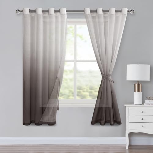 XWZO Voile Gardinen mit Ösen Vorhänge Farbverlauf Vorhang Sheer Ombre Gardinen 2 er Set für Schlafzimmer und Wohnzimmer Schlaufengardinen mit Raffhalter H175xB140cm Kaffeebraun XWZO Voile Gardinen mit Ösen Vorhänge Farbverlauf Vorhang Sheer Ombre Gardinen 2 er Set für Schlafzimmer und Wohnzimmer Schlaufengardinen mit Raffhalter H175xB140cm Kaffeebraun von XWZO