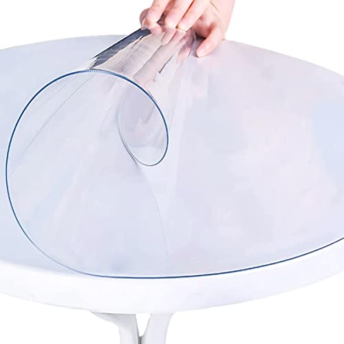 XWanitd Transparente runde Tischdecken-Schutz, transparente PVC-Tischmatten, abwischbar, rutschfeste Vinyl-Tischdecke, wasserdicht, weiches Glas, Schreibtischunterlage (80 cm rund) von RPixc