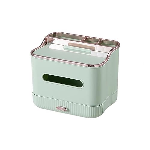 Taschentuchboxen Tissue Dispenser Box Verdickte Öffnung Mit Schublade Grid Storage Desktop-Aufbewahrungsbox for Zuhause Wohnzimmer(Green) von XXAD553TY