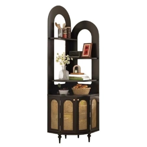 XXAD553TY Büro Französisches Eckregal, dreieckiges fächerförmiges Vintage-Bücherregal aus Massivholz, Aufbewahrungsschrank for das Wohnzimmer Zuhause(Schwarz) von XXAD553TY