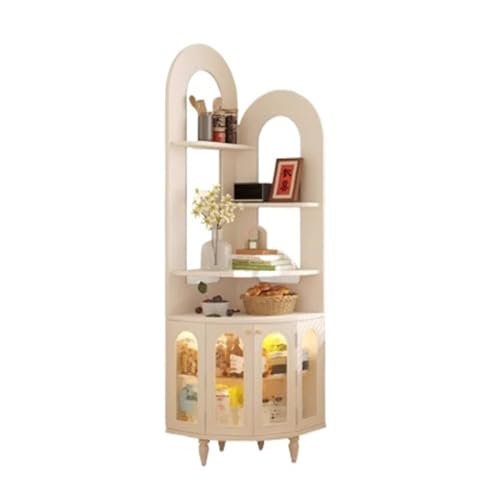 XXAD553TY Büro Französisches Eckregal, dreieckiges fächerförmiges Vintage-Bücherregal aus Massivholz, Aufbewahrungsschrank for das Wohnzimmer Zuhause(Weiß) von XXAD553TY