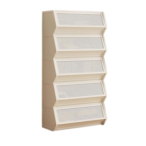 XXAD553TY Büro Weißes stapelbares Bücherregal, Bambus-Organizer, mit Klappdeckel aus gewebtem Kunststoff, for Büro, Bücher, Zubehör, Aufbewahrungsregal Zuhause(L70xW30xH155 cm) von XXAD553TY