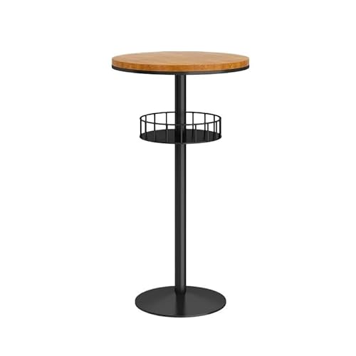 XXAD553TY Thekenbar Home Runder Kleiner Stehtisch mit Stauraum Freizeit Balkon Café High Top Tisch Bistrotisch(Teak) von XXAD553TY