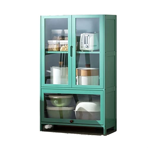 XXAezr Sideboard Küche Geschirrschrank, Haushaltsboden, mehrschichtig, multifunktionales Lagerregal, Besteckschrank mit Tür, Bücherregal, Holz (grün) Sideboard(Color:Green-65x106x32) von XXAezr