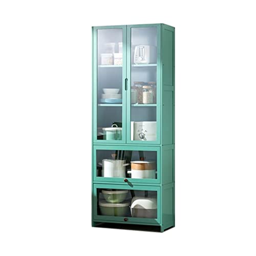 XXAezr Sideboard Küche Geschirrschrank, Haushaltsboden, mehrschichtig, multifunktionales Lagerregal, Besteckschrank mit Tür, Bücherregal, Holz (grün) Sideboard(Color:Green-65x170x32) von XXAezr