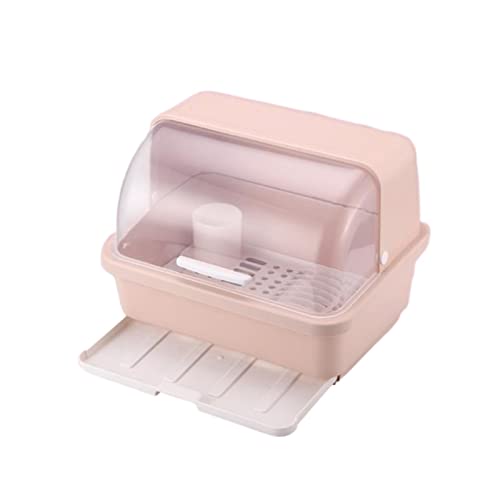 XXAezr Sideboard Küche Haushalts-Essstäbchenteller mit Deckel, Geschirrschrank, Küchenschüsselregal, einfache Aufbewahrung Sideboard(Color:Pink,Size:L) von XXAezr