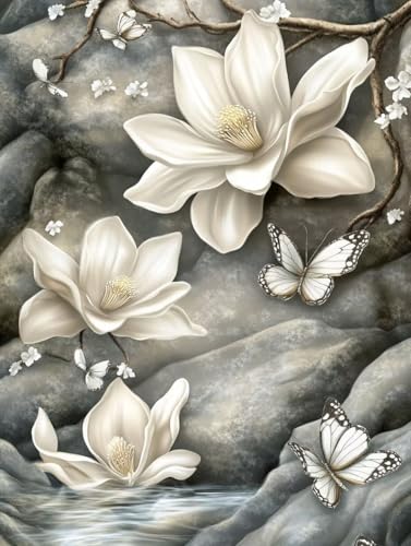 Blume Diamond Painting Erwachsene, 5D Diamond Painting Baum Diamanten Malerei Kinder Anfänger DIY Vollbohrer Mosaikherstellung Stickerei Kreuzstich Bilder Set, Home Wand Deko Geschenke 70x95cm j1-218 von XXDBBDOU