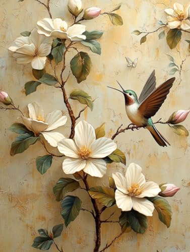 Blume Diamond Painting Vogel Diamond Painting Erwachsene Kinder DIY 5D Vollbohrer Kristall Stickerei Kreuzstich Diamanten Malerei Bilder Bastelset, Zimmer Deko Wohnzimmer Geschenke 40x55cm 5f-13Z von XXDBBDOU