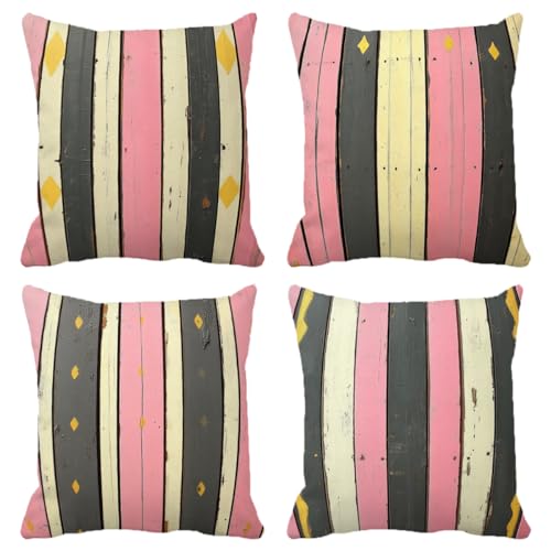 Kissenbezug 80x80 cm 4er Set Linie Outdoor Kissen Wetterfest Weiche Quadrat Dekokissen Pink Mit Unsichtbarem Reißverschluss für Sofa, Schlafzimmer, Wohnzimmer Outdoor Heim Deko Geschenks (Model-415) Kissenbezug 80x80 cm 4er Set Linie Outdoor Kissen Wetterfest Weiche Quadrat Dekokissen Pink Mit Unsichtbarem Reißverschluss für Sofa, Schlafzimmer, Wohnzimmer Outdoor Heim Deko Geschenks (Model-415) von XXDBBDOU