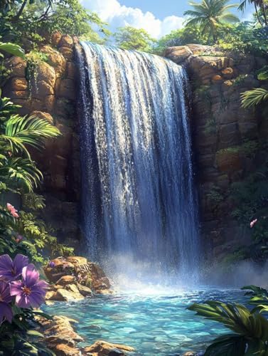 Landschaft Diamond Painting Erwachsene, 5D Diamond Painting Fallen Diamanten Malerei Kinder Anfänger DIY Vollbohrer Stickerei Kreuzstich Bilder Set, Home Wand Deko Wohnzimmer Geschenke 80x110cm t1-251 von XXDBBDOU