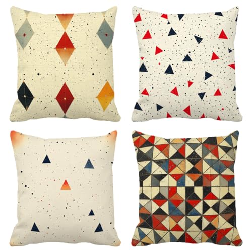Outdoor Kissen Wetterfest 80x80 cm 4er Set Simple Kissenbezug Colourful Leinen Dekokissen Quadrat Sofakissen für Innenbereich, Outdoor, Terrasse, Gartenmöbel, Sommer Balkon Deko Geschenks (Model-407) Outdoor Kissen Wetterfest 80x80 cm 4er Set Simple Kissenbezug Colourful Leinen Dekokissen Quadrat Sofakissen für Innenbereich, Outdoor, Terrasse, Gartenmöbel, Sommer Balkon Deko Geschenks (Model-407) von XXDBBDOU