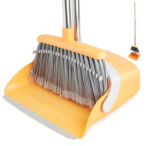 XXFLOWER Besen und Kehrschaufel Set mit langem Stiel,Kehrbesen mit Schaufel,Kehrset mit Ausziehbarem Stiel,Kehrblech Broom and Dustpan Set für Haushaltsreinigung Büro Gelb XXFLOWER Besen und Kehrschaufel Set mit langem Stiel,Kehrbesen mit Schaufel,Kehrset mit Ausziehbarem Stiel,Kehrblech Broom and Dustpan Set für Haushaltsreinigung Büro Gelb von XXFLOWER