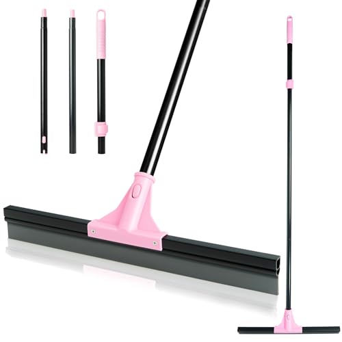 XXFLOWER Haushalts-Bodenwischer, Feuchtraum-Duschschaber mit ausziehbarem Griff für Innen- und Außenbereich, Dusche, Bad, Küche, Garage (Schwarz Pink) von XXFLOWER