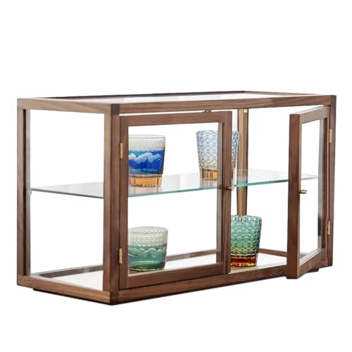 XXGJOALD 23,6 Zoll Große Konditorei-Vitrine, 2-stöckige Bäckerei-Vitrine Aus Klarem Glas for Sammlerfiguren, Walnuss-Arbeitsplatte for Desserts, Kaffee Und Donuts(Brown) von XXGJOALD