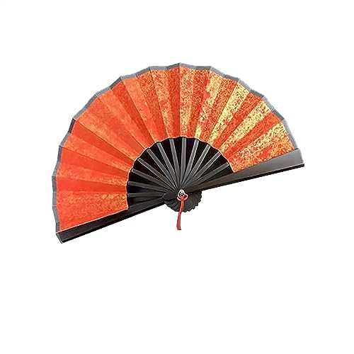 4-6 Zoll Mini-Faltfächer. Tragbare Kinder-Fächer aus vergoldetem Reispapier und Seide mit Retro-Quaste, tragbarer Handfächer, faltbar(Red Gilding-black,S) von XXHNBF