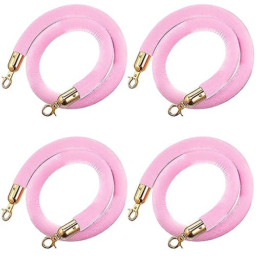 Abspannseil, 4 Stück Warteschlangenseile aus Samt, 1,5 m langes Hängeseil zur Kontrolle der Menschenmenge, VIP-Trennseil, passend for Kinos, Restaurants, Hotels, Party-Event-Dekoration, Pink(Pink) von XXHNBF