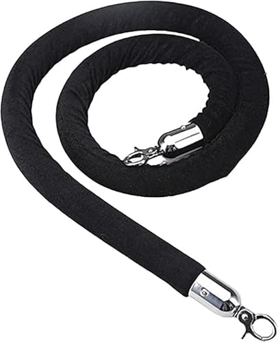 Abspannseil, Absperrseil mit Metallhaken, Samtpfosten, Seilteppich, Warteschlange for Veranstaltungen(Black,3.3ft/100cm) von XXHNBF