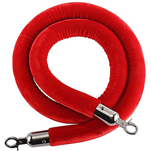 Abspannseil, Absperrseil mit Metallhaken, Samtpfosten, Seilteppich, Warteschlange for Veranstaltungen(Red,7ft/215cm) von XXHNBF
