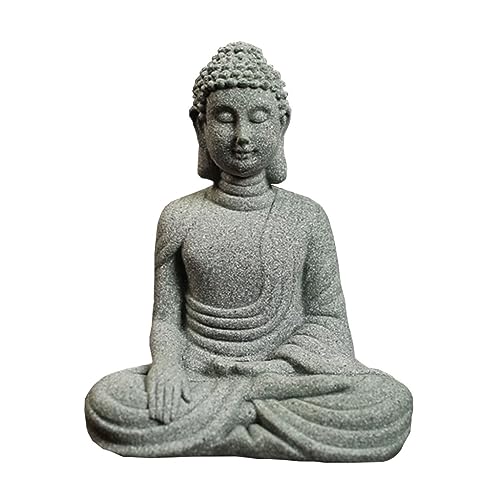 Buddha-Statue, 1 Stück 10,8 cm große Buddha-Statue aus Sandstein, Ornamente, Zen-Buddha-Statue, Kunsthandwerk for Hof/Garten/Aquarium von XXHNBF
