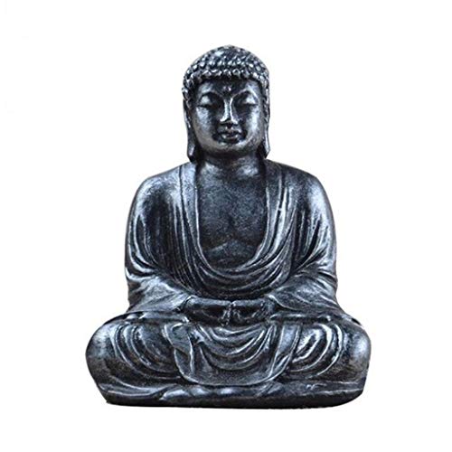 Buddha-Statue, 1 Stück 7 cm/2,8 Zoll antike Mini-Meditations-Buddha-Skulptur aus Kunstharz, handgeschnitzte Figur for die Inneneinrichtung(Silver) von XXHNBF