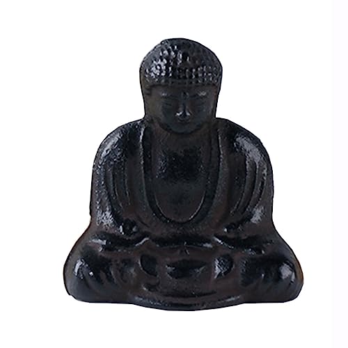 Buddha-Statue, 1 Stück Antike Mini-Buddha-Skulptur aus massivem Gusseisen, handgeschnitzte Figur for die Inneneinrichtung(Black) von XXHNBF