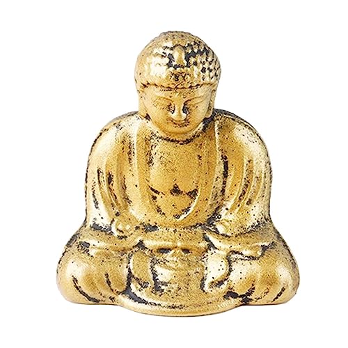 Buddha-Statue, 1 Stück Antike Mini-Buddha-Skulptur aus massivem Gusseisen, handgeschnitzte Figur for die Inneneinrichtung(Gold) von XXHNBF