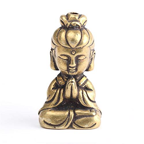 Buddha-Statue, 1 Stück Kupfer Guanyin Metall Antike Nachahmung Skulpturen, Vintage Feng Shui Kleine Auto Figuren Ornament von XXHNBF