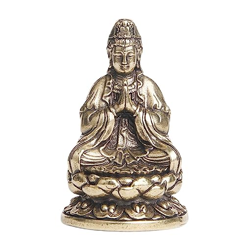 Buddha-Statue, 1 Stück Messing Südchinesisches Meer Avalokitesvara Buddha-Ornamente, Kupfer-Kunststoff-Lotus-Unterseite Palme Heimhandwerk Dekoration von XXHNBF