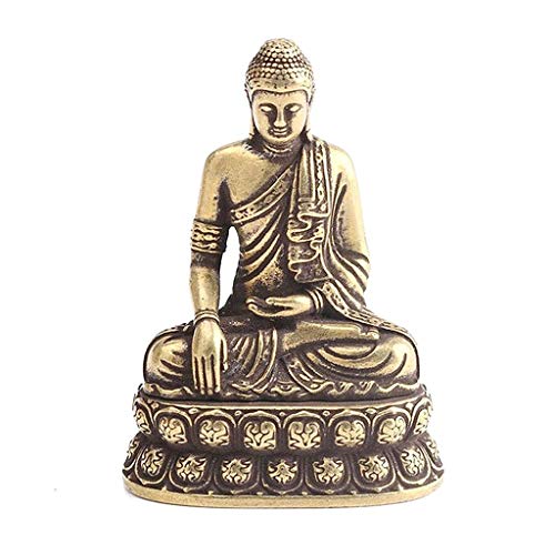 Buddha-Statue, 1 Stück Shakyamuni Retro Messing Meditation Sitzende Skulptur, altmodische Figuren Ornamente for Home Desk Dekoration von XXHNBF