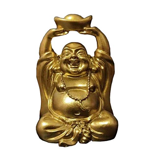 Buddha-Statue, 1 Stück goldene Statue des lachenden Buddha, Ornamente, Geldskulptur des Maitreya-Buddha aus Kunstharz, chinesische Feng-Shui-Glücksfiguren for Haus/Garten von XXHNBF