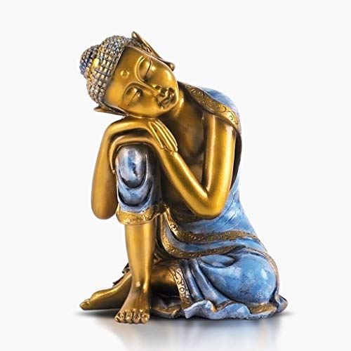 Buddha-Statue, Chinesischer Sitzender Buddha Schlafender Buddha, Handgemachte Shakyamuni Buddha Statue Figur aus Resin, Skulptur Ornament for Wohnzimmer/Büro(Blue Sleeping Buddha) von XXHNBF