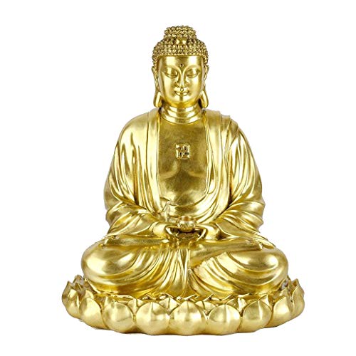 Buddha-Statue, Foxi Sakyamuni-Buddha-Statue aus reinem Kupfer, Ornamente, große sitzende Buddha-Skulptur aus Messing, Kunsthandwerk, Meditations-Buddha for Zuhause/Büro [12,6 Zoll groß] von XXHNBF