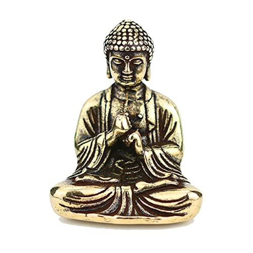 Buddha-Statue, Massive Kupfer-Amitabha-Messing-Antik-Imitationsskulpturen, Vintage-Miniaturfigur for Wohnzimmer, Büro, Schreibtischdekoration von XXHNBF