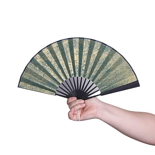 Kleiner Mini-Faltfächer, 5–6 Zoll, antiker Stil, kann mit Hanfu kombiniert werden, um Fotos zu machen, multifunktionale Seidenfächer-Requisiten(Green,M*2) von XXHNBF