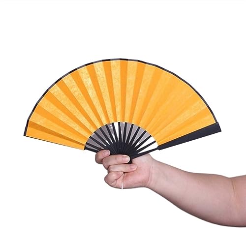 Kleiner Mini-Faltfächer, 5–6 Zoll, antiker Stil, kann mit Hanfu kombiniert werden, um Fotos zu machen, multifunktionale Seidenfächer-Requisiten(Yellow,S+M) von XXHNBF