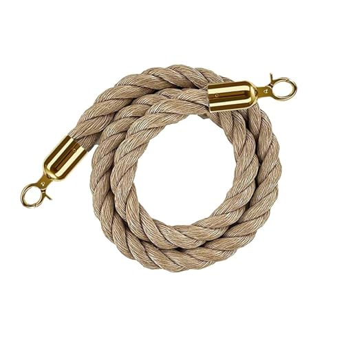 Pfahlseil, Barriereseile zur Mengenkontrolle , Eisenbahnpfosten Seil, Sicherheitssperre aus Hanfseil mit polierten Druckknöpfen - gold || 3,0 m(Gold,3.0m) von XXHNBF