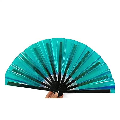 Retro-PVC-Faltfächer, farbenfrohe, reflektierende, kreative, multifunktionale Seidenfächer, faltbarer Handfächer for Fächern im Sommer(Green 2 Pcs) von XXHNBF
