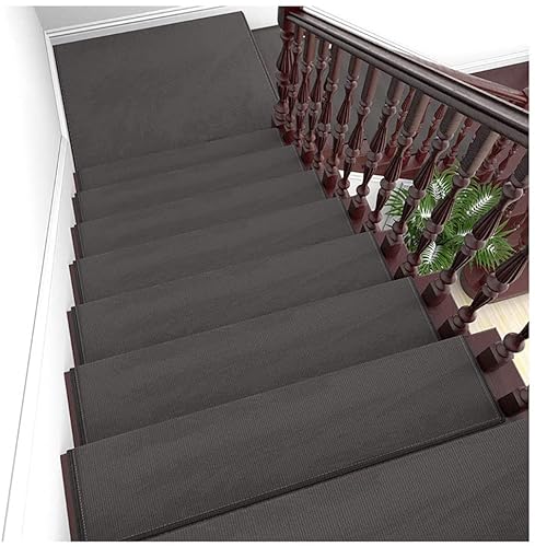 XXHNBF Badematte 10 Stück rutschfeste Treppenkissen for den Innenbereich, Moderne Stufenmatten for Bodentreppen, Teppichmatte for Treppen(Brown,30 * 120 * 3cm) von XXHNBF