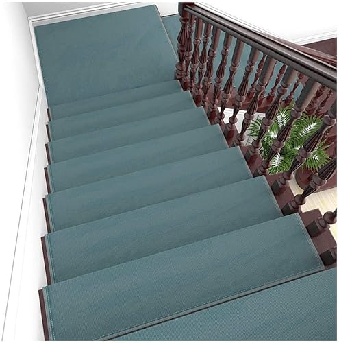 XXHNBF Badematte 10 Stück rutschfeste Treppenkissen for den Innenbereich, Moderne Stufenmatten for Bodentreppen, Teppichmatte for Treppen(Green,30 * 85 * 3cm) von XXHNBF