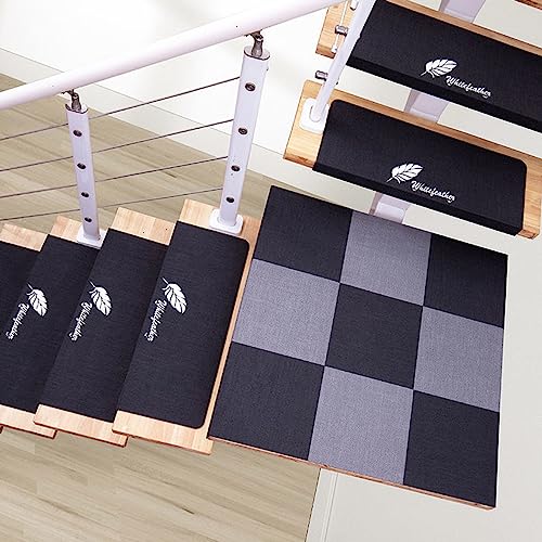 XXHNBF Badematte 10 Stück waschbare Treppenteppiche for den Innenbereich for Holzstufen, Sicherheitstreppenläufer for Kinder und Hunde(Dark Gray,31 * 10 * 1.6in) von XXHNBF