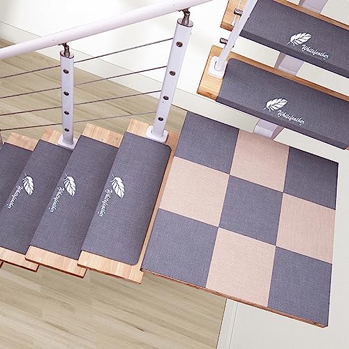 XXHNBF Badematte 10 Stück waschbare Treppenteppiche for den Innenbereich for Holzstufen, Sicherheitstreppenläufer for Kinder und Hunde(Light Gray,26 * 10 * 1.6in) von XXHNBF