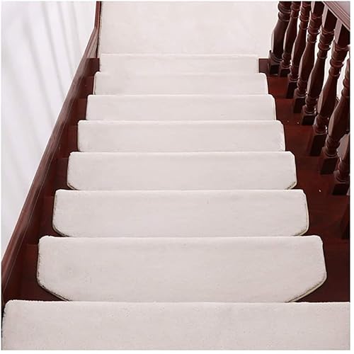 XXHNBF Badematte 5 Stück rutschfeste Treppenkissen for den Innenbereich, Treppenschutz, Moderne Stufenmatten for Bodentreppen, Teppichmatte for Treppen(White,100 * 24cm) von XXHNBF
